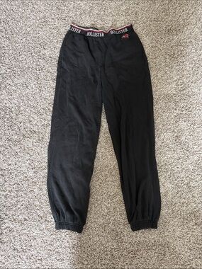 Hollister Black Joggers with Red Logo Trim